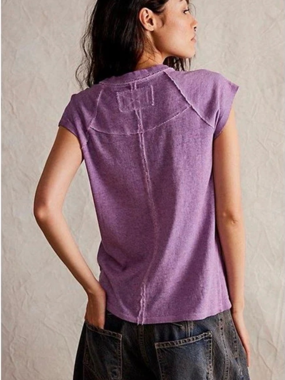 We the Free Riley Tee in Mauve Mousse—Size Medium